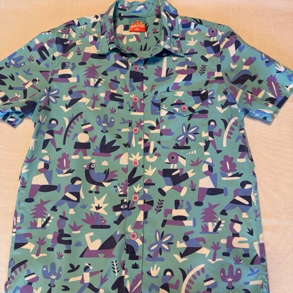 Mokuyobi Blue & Purple Button Front Shirt - Small - Made in the USA - Picture 3 of 4